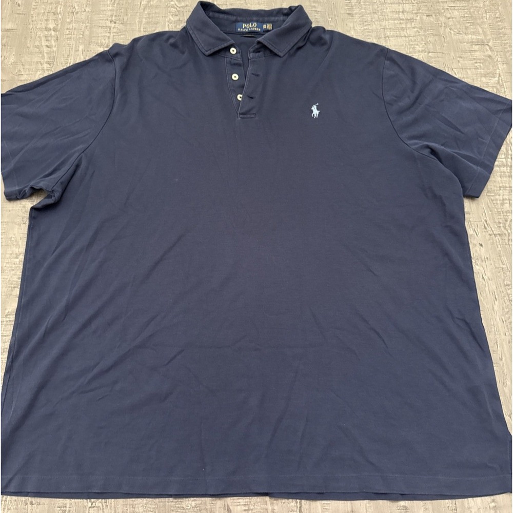 Polo Ralph Lauren Polo Shirt Mens Size XXL Navy Blue‎ Light Blue  Pony Preppy